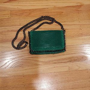 Green suede purse